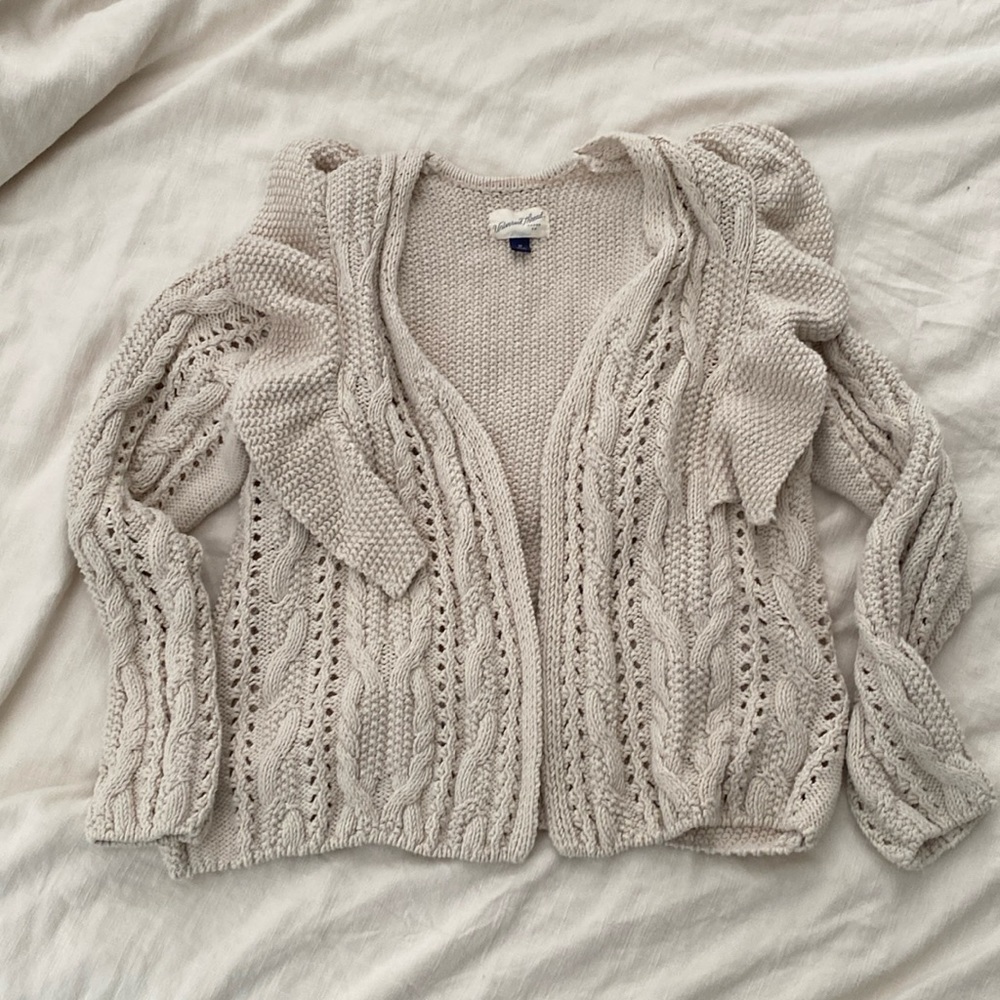 Universal Thread Open Cardigan with Ruffled Shoulder